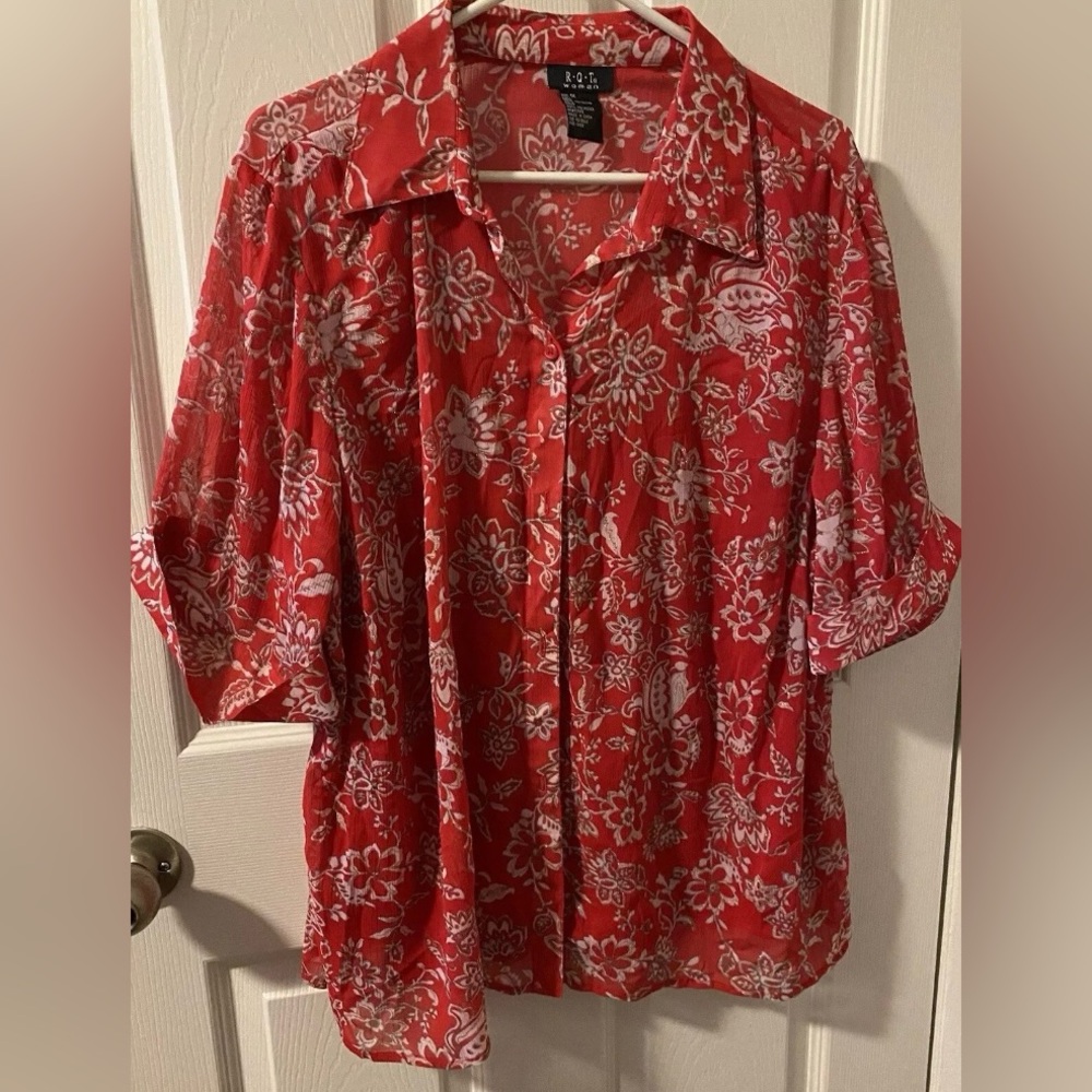 RQT Red Floral Women's Top